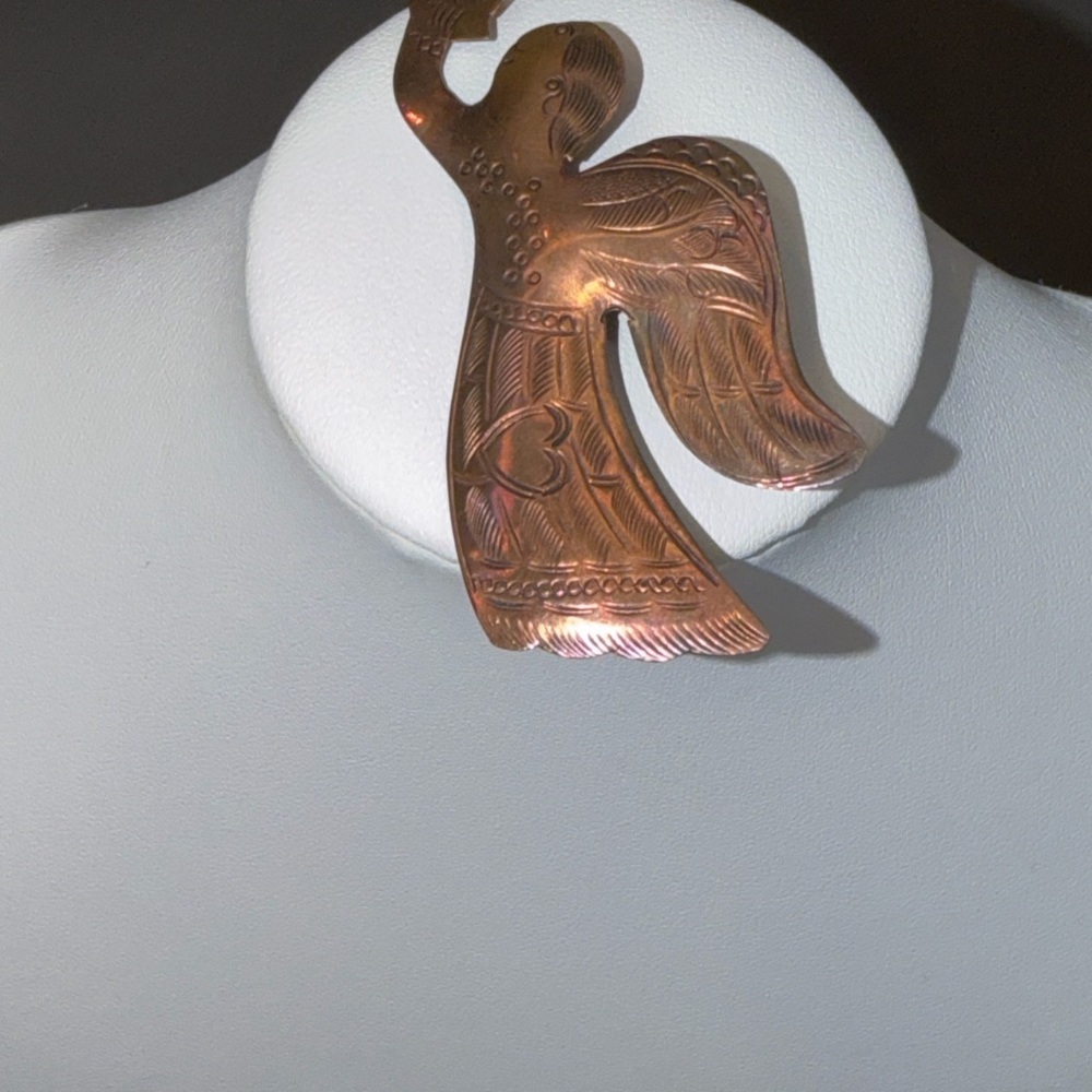 Elegant Copper-Toned Angel Pendant